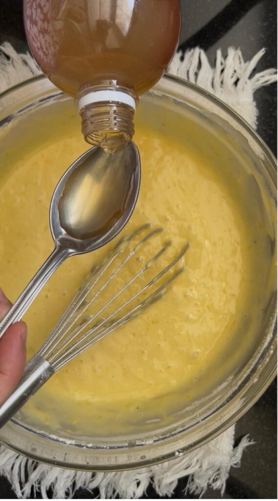 Adding apple cider vinegar to the batter for extra lift