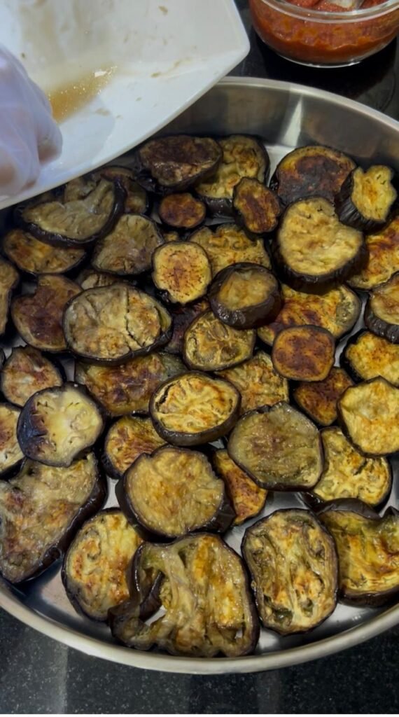Roasted eggplant rounds for easy make-ahead moussaka