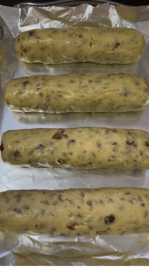 Nut and seed shortbread dough rolled into logs